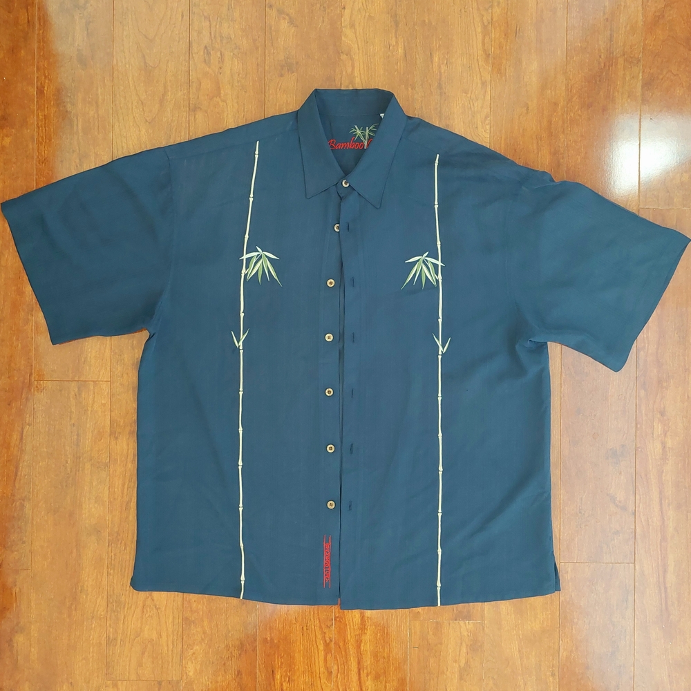 BAMBOO CAY Blue Casual Button Down Shirt with Decorative Stitching
